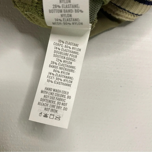 Aerie Striped Color Block Sports Bra NEW green navy cream stripes Offline large - Picture 7 of 7